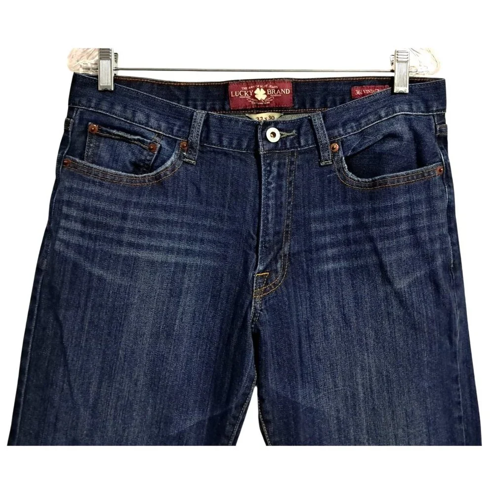 Lucky Brand 361 Jeans Mens Size 32 x 30 Vintage Straight Dark Wash Cotton Denim - Picture 2 of 13